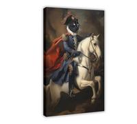 BKHJSASU Impression sur toile représentant un chat noir Napoléon pour décoration de chambre à coucher, bureau, chambre, cadeau (60 x 90 cm)