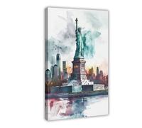 BKHJSASU Impression sur toile Statue de la Liberté, New York - Décoration pour chambre à coucher, bureau, chambre - Cadeau - 60 x 90 cm