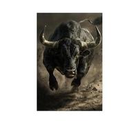 BKHJSASU Poster sur toile Black Fury Bull - Décoration pour chambre à coucher, bureau, chambre - Cadeau - 20 x 30 cm
