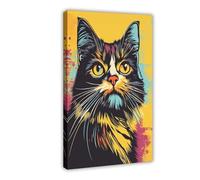 BKHJSASU Poster sur toile motif chat du Maine Coon pour décoration de chambre à coucher, bureau, chambre, cadeau (60 x 90 cm)
