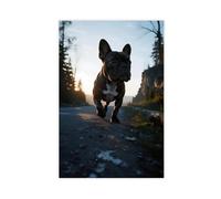 BKHJSASU Poster sur toile pour décoration de salon, chambre à coucher - Motif bouledogue français - 40 x 60 cm