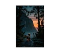 BKHJSASU Poster sur toile représentant un caniche coucher de soleil sur une falaise - Décoration murale pour salon, chambre à coucher - 30 x 45 cm