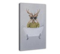 BKHJSASU Poster sur toile représentant un chasseur de cerf dans la baignoire pour décoration de chambre à coucher, bureau, chambre, cadeau (40 x 60 cm)