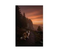 BKHJSASU Poster sur toile représentant un chien de berger des Shetland au coucher du soleil (1) - Décoration pour chambre à coucher, bureau, chambre, cadeau (60 x 90 cm)