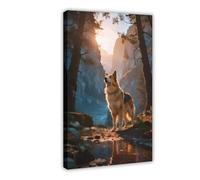 BKHJSASU Poster sur toile représentant un chien de berger des Shetland au coucher du soleil (2) - Décoration murale pour salon, chambre à coucher - 30 x 45 cm