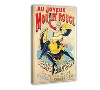 BKHJSASU Poster vintage sur toile Moulin Rouge Cabaret pour décoration de chambre à coucher, bureau, chambre, cadeau 60 x 90 cm
