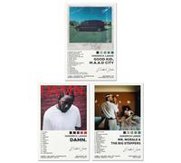Bkioqoh Un Lot de 3 Affiches sur Toile - Kendrick Lamar Good Kid Maad City et Damn Album Esthetics - 20,3 x 30,5 cm, Impressions Sans Cadre