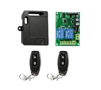 Bkiyougo Relais 12 V 433 MHz, télécommande universelle sans fil 12 V 24 V CC 12 V 24 V avec 2 télécommandes émetteurs, pour moteur, lumière, porte de portail, contrôleur sans fil à monter soi-même