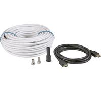 BKL Electronic SAT Câble de raccordement [1x F mâle, HDMI mâle - 1x F mâle, HDMI mâle] 25.00 m 90 dB noir, blanc