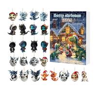 Bkljkf Calendrier De L'Avent Suspendu De Noël - Calendrier De L'Avent Avec 24 Ornements Dragon | Souvenir De Collection En Acrylique 2D - Pour Cheminée Arbre Fenêtre Mur Clôture