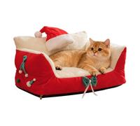 Bkljkf Canapé pour Chat - Fauteuil De Noël avec Chapeau du Père Noël - Canapé pour Animaux Domestiques,pour Maison Salon Chambre Porche Patio Balcon Espace de Jeu Appartement Sommeil Repos Quotidien