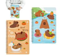 Bkljkf Capybara Lot de 2 cahiers à spirales A5 pour le travail scolaire et l'écriture | Lot de 2 agendas de papeterie Journal pour fille pour scrapbooking, notes, croquis