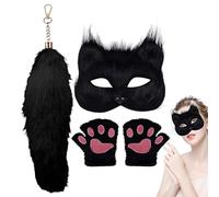 Bkljkf Costume de loup pour femmes adultes - Costume de jeu de rôle - Accessoires de jeu de rôle mignons - Gants décoratifs - Masque queue pour Halloween Cosplay Mascarade