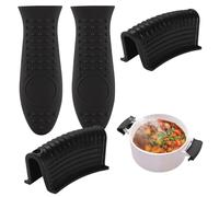 Bkljkf Couvercles de poignée pour casseroles et poêles, couvercle de poignée en fonte | 4 supports de casseroles en silicone - Manchon de manique, support de poignée auxiliaire pour rôtir des poêles