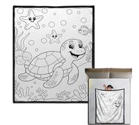 Bkljkf Couverture de Peinture DIY - Motif créatures Marines DIY - 150 x 127 cm Motif Animaux Marins Couverture Lavable | pour et Femmes Canapé Lit Voyage Automne Maison Hiver Avion Chaise