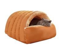 Bkljkf Lit Caverne pour Chat | Nid Doux Semi-Fermé Résistant Au Vent | Coussin en Peluche d'hiver pour Chiot,pour Chien Chiot Maison Voyage Salon Chambre Abri Chenil Sol Intérieur Extérieur
