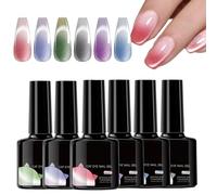 Bkljkf Lot de 6 vernis à ongles gel - Changement de couleur en fonction de la température - Facile à utiliser - Durée de vie de 21 jours - Manucure cosmétique pour les trajets en déplacement, les