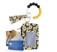 Bkljkf Porte-monnaie avec porte-clés et bracelet - Pochette bracelet avec pompon serti de perles | Porte-cartes pour femme Voyage Vacances Anniversaire Fête Date Mariage Shopping Vacances, jaune, Voir