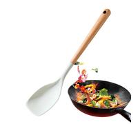 Bkljkf Spatule en silicone - Cuillère en silicone - Spatule de cuisine avec manche en bois - Passe au lave-vaisselle - Multi-usage pour mélanger, cuisiner, cuire au four, pelle