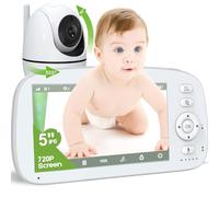 BKOHJAJI Camera Bebe Surveillance 5000mAH,5 "720P IPS écran, sans WiFi 355° Panoramique, Vision Nocturne,293m Portée, Détection VOX/Température, Audio Bidirectionnel, Plug & Play.