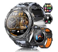 BKOHJAJI Montre Connectée Homme, 680 mAh/1,6'' AMOLED/IP68 Étanche, Montre Sport mit LED Lampe,120+ Modes Sportifs, 24/7 Fréquence Cardiaque et Sommeil, pour Android iOS, 2 Bracelet Bicolore (Gris)