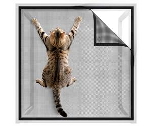 BKSAI Chat Moustiquaire Fenêtre - Filet Anti-Chat Renforcé 320g/m² Résistant Griffes Morsures - Grillage Protection Chat Anti-Fugue et Anti-Moustique - Installation Adhésive Sans Percer (130x150cm)