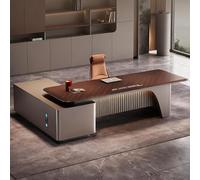 BKSAYAETou Bureau administratif Luxueux en Forme de L - 78,74/86,6 Pouces, spacieux Bureau d'ordinateur de Direction en Bois Massif, Poste de Travail administratif Moderne et Simple