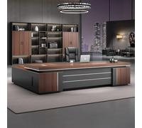 BKSAYAETou Bureau administratif Luxueux en Forme de L - 94,5/110,2 Pouces, spacieux Bureau d'ordinateur de Direction en Bois Massif, Poste de Travail administratif Moderne et Simple