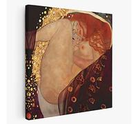 BKstuff Cadre Peinture oeuvre d'art, Reproduction sur toile entoilée Oeuvres de Gustav Klimt (Danae, Gustav Klimt, 75x75cm)