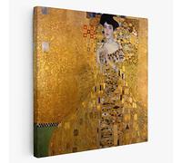 BKstuff Cadre Peinture oeuvre d'art, Reproduction sur toile entoilée Oeuvres de Gustav Klimt (La Dame en or, Gustav Klimt, 75x75cm)