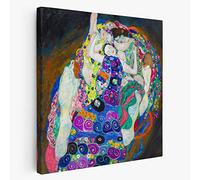 BKstuff Cadre Peinture oeuvre d'art, Reproduction sur toile entoilée Oeuvres de Gustav Klimt (Les Vierges, Gustav Klimt, 100x100cm)