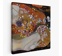 BKstuff Cadre Peinture oeuvre d'art, Reproduction sur toile entoilée Oeuvres de Gustav Klimt (Serpents d'eau II, Gustav Klimt, 50x50cm)