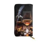 BKTRAVERPT Cigar and Whiskey Portefeuille long en cuir avec fermeture éclair pour femme et homme Motif imprimé 3D, Motif imprimé 3D, Taille unique, Décontracté