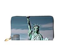 BKTRAVERPT Long portefeuille en cuir motif statue de la liberté à New York avec fermeture éclair - Élégant organisateur de cartes de crédit, pochette pour homme et femme, portefeuille pour téléphone,
