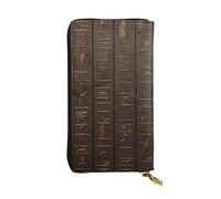 BKTRAVERPT Portefeuille long et élégant en cuir avec fermeture éclair, motif hiéroglyphe égyptien antique, pochette porte-monnaie, organiseur de cartes de crédit pour femme, motif imprimé 3D,