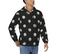 BKTRAVERPT Sweat à capuche pour homme à pois noirs et blancs - Fermeture éclair intégrale - Haut à capuche confortable à manches longues avec grande poche, 3D, L
