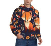 BKTRAVERPT Sweat à capuche pour homme avec imprimé animal renard fleur 3D décontracté à manches longues avec grandes poches pour adolescents hommes, 3D, S