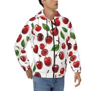 BKTRAVERPT Sweat à capuche pour homme avec imprimé cerises rouges - Fermeture éclair intégrale - Haut à capuche confortable à manches longues avec grande poche, 3D, 3XL