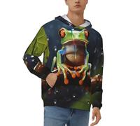 BKTRAVERPT Sweat à capuche pour homme imprimé grenouille arbre de paix veste à manches longues doux et confortable avec cordon de serrage avec grande poche, Graphique 3D, S