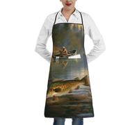 BKTRAVERPT Tablier de pêcheur tendance - Imperméable et réglable - Grand tablier avec poches pour homme et femme - Tablier de cuisine pour chef, barbecue, pâtisserie, serveuse, restaurant, café, Motif
