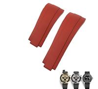 BKUANE Bracelet de montre en caoutchouc fluoré FKM 20 mm pour Rolex Daytona Submariner GMT Yacht-Master OYSTERFLEX Noir Vert Rouge Bracelet souple, Golden buckle, Agate