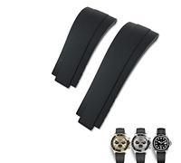 BKUANE Bracelet de montre en caoutchouc fluoré FKM 20 mm pour Rolex Daytona Submariner GMT Yacht-Master OYSTERFLEX Noir Vert Rouge Bracelet souple, Golden buckle, Agate