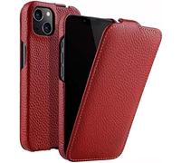 BKUANE Étui pour Apple iPhone 14 Plus 6,7 pouces 2022 Folio vertical, motif litchi à rabat vertical en cuir de qualité supérieure résistant aux chocs (couleur : rouge)