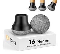 BKXCHA Protection Pied de Chaise Silicone, Protege Pieds de Chaise Noir 16 pcs avec Feutre épaissi Tampon Chaise Ronde, Patins pour Chaises Réduire Les Rayures et Bruit, Embout Pied de Chaise 14-18mm