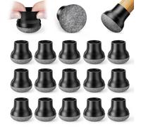 BKXCHA Protection Pied de Chaise Silicone, Protege Pieds de Chaise Noir 32pcs avec Feutre épaissi Tampon Chaise Ronde, Patins pour Chaises Réduire Les Rayures et Bruit, Embout Pied de Chaise 14-18mm