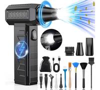 BKXCHA souffleur air comprimé avec lumière LED, 150000rpm 3 vitesses Air Duster Ventilateur, 6000mAh Air comprimé Ventilateur pour Ordinateur, Bureau, Dofy, Remplacement D'air