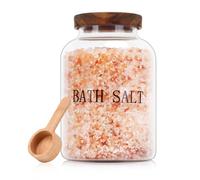 BKYFPQ Pot de sel de bain en verre de 2 1000 ml avec couvercle et pelle en bois, organiseurs et rangement de salle de bain, pour décoration de salle de bain, décoration d'intérieur, accessoires de
