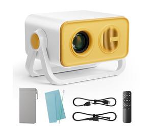 BKZ 2025 amélioré à 360 ° réglable à 360 °, double support AI Auto Keystone Electric Focus Mini projecteur portable avec Bluetooth 5.4, support 1080p pour extérieur et projecteur de film compatible