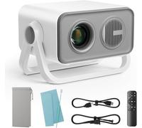 BKZ 2026 pgradé 360 ° réglable double support AI Auto Keystone Electric Focus Mini projecteur portable avec Bluetooth 5.4, support 1080p projecteur de film extérieur compatible avec HDMI/USB/téléphone