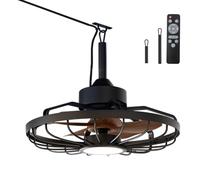 BKZO Lampe de ventilateur de plafond d'extérieur avec ventilateur, étanche IP44, 6 vitesses de ventilation, gradation de la lumière sans effort, pour terrasse, pergola, salon, salle à manger
